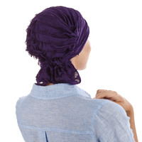 Stretch Layered Ruffle Scarf Wrap - Jenny | Purple - Dark Purple Violet