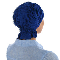 Stretch Layered Ruffle Scarf Wrap - Jenny | Blue - Royal Blue