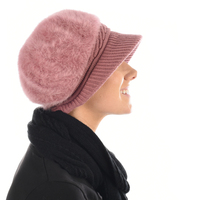 Wide Brim Angora Bakerboy Hat | Pink - Dusty Pink