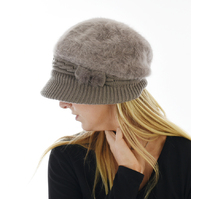 Wide Brim Angora Bakerboy Hat | Bronze - Light Brown / Dark khaki