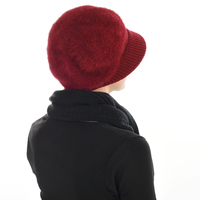 Wide Brim Angora Bakerboy Hat | Red - Wine Burgundy