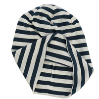 Stretch Sleep Cap with Wide Stripes | Navy & White | S/M