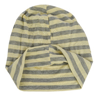 Stretch Sleep Cap with Wide Stripes | Light Yellow & Grey | S/M