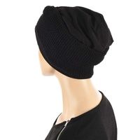 Jersey Cotton beanie n Knit Turban Headband | Black | S/M