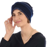 Jersey Cotton beanie n Knit Turban Headband | Navy | S/M