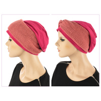 Jersey Cotton beanie n Knit Turban Headband | Pink | S/M