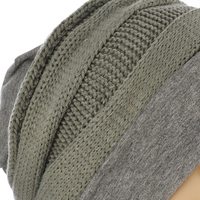 Cotton Beanie and Knit Turban Headband Set | XS/S | Option S4 | Grey Band N Grey Beanie