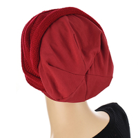 Cotton Beanie and Knit Turban Headband Set | XS/S | Option S8 | Deep Red Band N Red Beanie