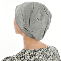 Premium Cotton Slip-on Sleep Cap Beanie | Medium Grey | M/L/XL