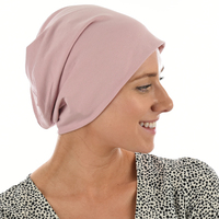 Premium Cotton Slip-on Sleep Cap Beanie | Pink - Dusty Pink | S/M