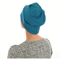 Premium Cotton Slip-on Sleep Cap Beanie | Blue - Teal Blue | S/M