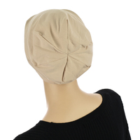 Premium Cotton Slip-on Sleep Cap Beanie | Beige | S/M