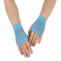Fishnet Gloves Palm-Wrist Length | Blue - Sky Blue / Aqua Blue
