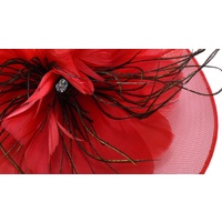 Headband and Clip Twin Flower Fascinator  | Red
