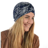 Paisley Print Viscose Turban | Blue - Navy Blue / Dark Blue | S/M