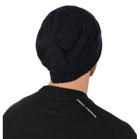 Double Striped Slouch Beanie | Black
