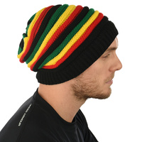 Reggae Slouch Rasta Beanie | #1 Red Yellow Green Colour Contrast Beanie ONLY
