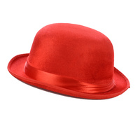 Velvet Costume Bowler Hat | Red