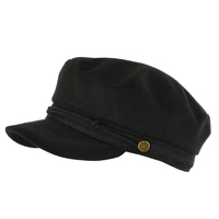 Wool Felt Greek Fisherman Cap | Black | Large Crown & Size Adjustable S-XL 60cm