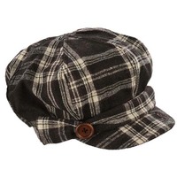 Check BakerBoy Newsboy Hat with Bow & Button
