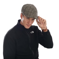 Wool Touch Plaid Check Ivy Hat | Black & Beige Checked Pattern