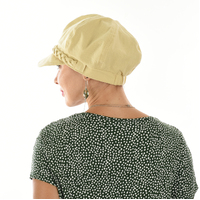 High Crown Bakerboy Chemo Hat with Braid Hatband | Mustard | High Crown | Stretch Fit