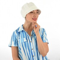 Double Button Jersey Jockey Hat | White | M/L