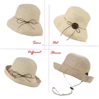 Big Button Linen Bucket Hat