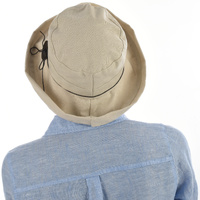 Big Button Linen Bucket Hat | Beige