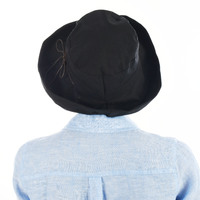 Big Button Linen Bucket Hat | Blue - Navy Blue / Dark Blue