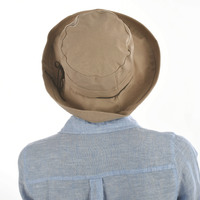 Big Button Linen Bucket Hat | Neutral Khaki | Adjustable S/M