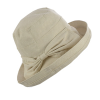 Big Bow Linen Sun Hat  | Natual Off White Beige | Adjustable-S