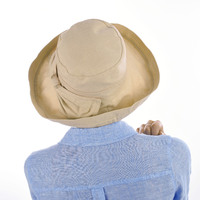 Big Bow Linen Sun Hat  | Camel / Dark Beige / Tan| Adjustable-S