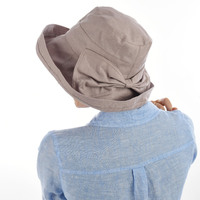 Big Bow Linen Sun Hat  | Moonlit Mauve Plum Taupe| Adjustable-S
