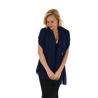 Over-Shoulder Evening Chiffon Shawl Wrap | Blue - Navy Blue / Dark Blue