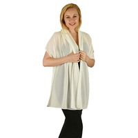 Over-Shoulder Evening Chiffon Shawl Wrap | White - Ivory