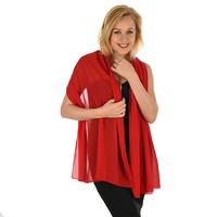 Over-Shoulder Evening Chiffon Shawl Wrap | Red
