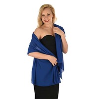 Over-Shoulder Evening Chiffon Shawl Wrap | Blue - Royal Blue