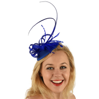 Large View Fascinator - Jessica with Sinamay Loops and Curled Feather Quills