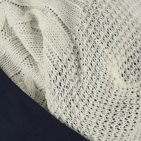 Sheer knit Beanie with Seamless Lining Set | Option 2 | Cream White Beanie /Navy Blue Liner