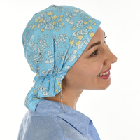 Chemo Head Wrap Scarf & Visor Set | Sky Blue Visor & Blue Floral Headwrap | XS/S