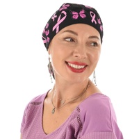 Large View Pink Butterfly Hope and Awareness Headscarf