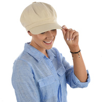 Vivien Cotton Bakerboy Cap | Beige | M/L
