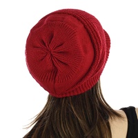 Ribbed Stretchy Slouchy Beanie Cap | Red