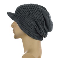 Ribbed Stretchy Sloutchy Beanie Cap | Grey - Medium Grey