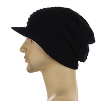Ribbed Stretchy Slouchy Beanie Cap | Black