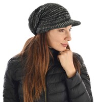 Ribbed Strechy Sloutchy Beanie Cap | Black and White Two-toned