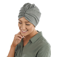 REBECCA COTTON Beanie Turban | Grey - Medium Grey | M/L