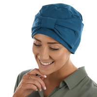 COTTON HEADBAND BOW TURBAN CAP | Blue - Teal Blue