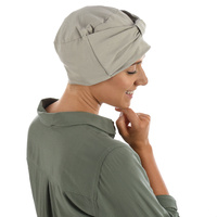 COTTON HEADBAND BOW TURBAN CAP | Grey - Light Grey/Birch